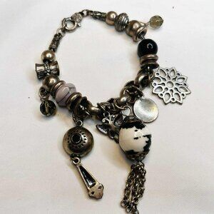 Vintage Charm Bracelet Metal & Ceramic 19–21 cm Boho Ethnic Style